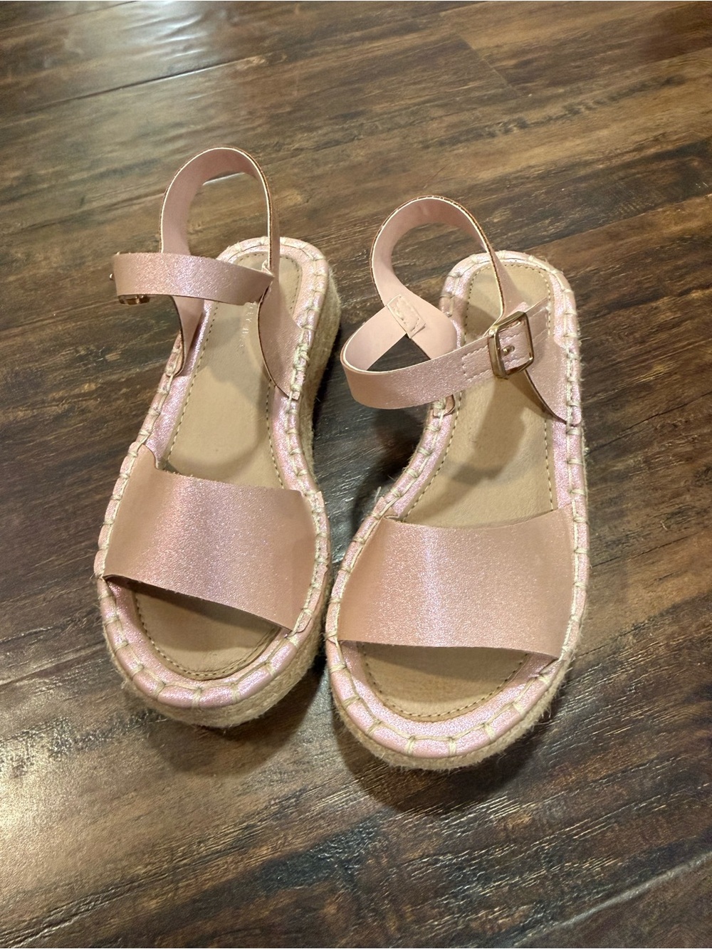 Girls' Pink Metallic Ankle-Strap Sandals